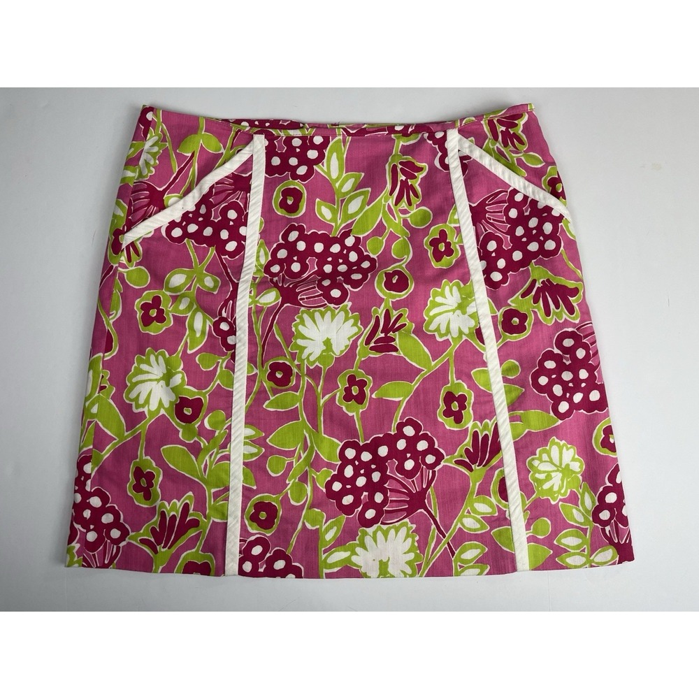 Y2K Lilly Pulitzer Originals Roslyn Skirt "Hotty Pink Bloomer" Print Sz 8‎